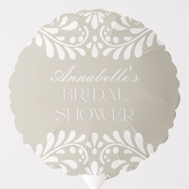Beige Talavera Tile Spanish Fiesta Bridal Shower Balloon (Front)
