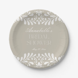 Beige Talavera Tile Spanish Fiesta Bridal Shower Paper Plates