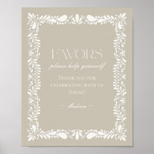 Beige Talavera Tile Spanish Fiesta Favors Sign