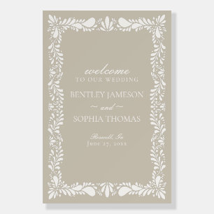 Beige Talavera Tile Spanish Fiesta Wedding Welcome Foam Board