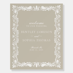 Beige Talavera Tile Spanish Fiesta Wedding Welcome Foam Board