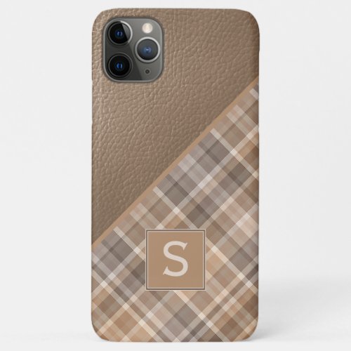 Beige Tan Light Brown Taupe Plaid Gingham Pattern iPhone 11 Pro Max Case