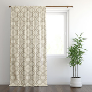 Beige Tan Moroccan Tile Pattern Blackout Curtains