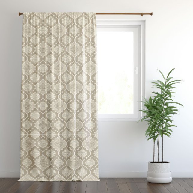 Beige Tan Moroccan Tile Pattern Blackout Curtains (Creator Uploaded)