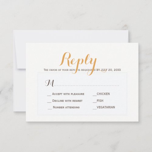 Beige tan simple wedding response meal choice RSVP