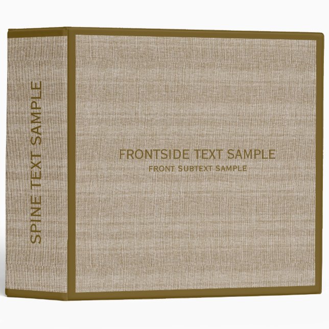 Beige& Tan Stripes Faux Linen Texture Look Binder (Front/Spine)