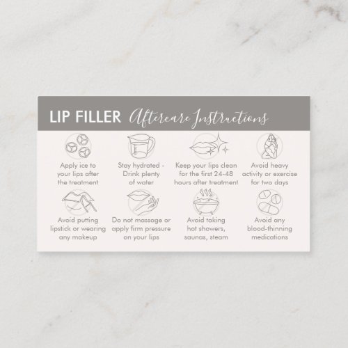 Beige Tann Cream Lip Filler Aftercare Instructions Business Card