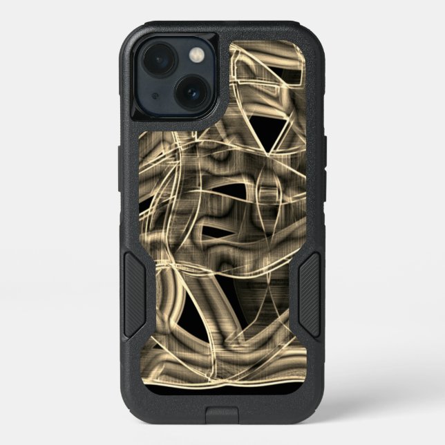 Beige tape-shaped curves, contrasted relief lines otterbox iPhone case (Back)