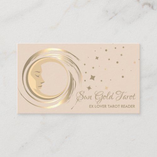 Beige Tarot Reader Stars Moon Sun Celestial Business Card