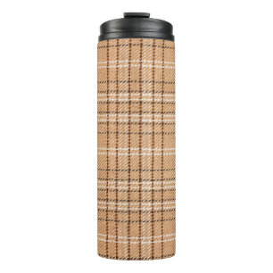 beige tartan background a checked plaid weave patt thermal tumbler