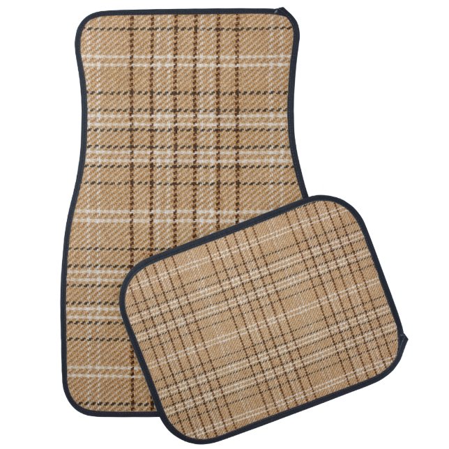 Beige Tartan: Classic Plaid Weave. Car Floor Mat (Set)