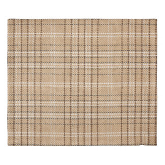 Beige Tartan: Classic Plaid Weave. Duvet Cover