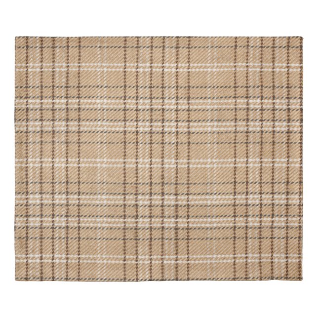 Beige Tartan: Classic Plaid Weave. Duvet Cover (Front)