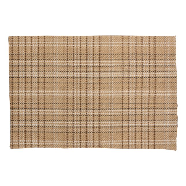 Beige Tartan: Classic Plaid Weave. Pillow Case (Front)