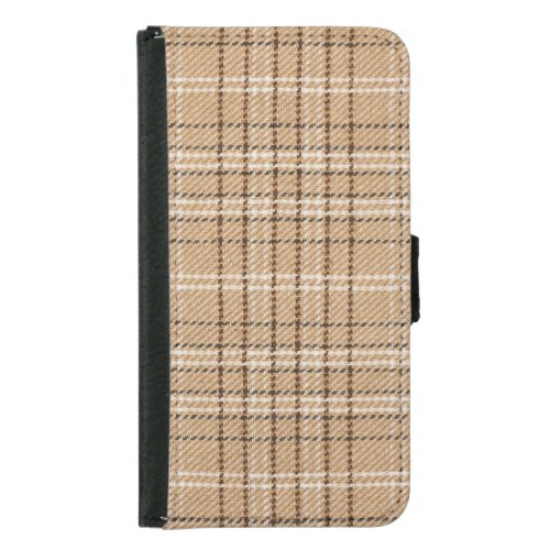 Beige Tartan Classic Plaid Weave Samsung Galaxy S5 Wallet Case