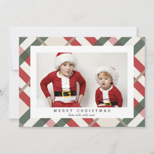 Beige Tartan Plaid Photo Card for Christmas