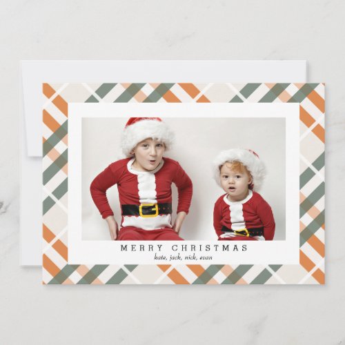 Beige Tartan Plaid Photo Card for Christmas