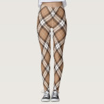 Beige Tartan Plaid Scottish Argyle Pattern Leggings<br><div class="desc">Beige, black and white tartan plaid, Scottish argyle pattern.</div>