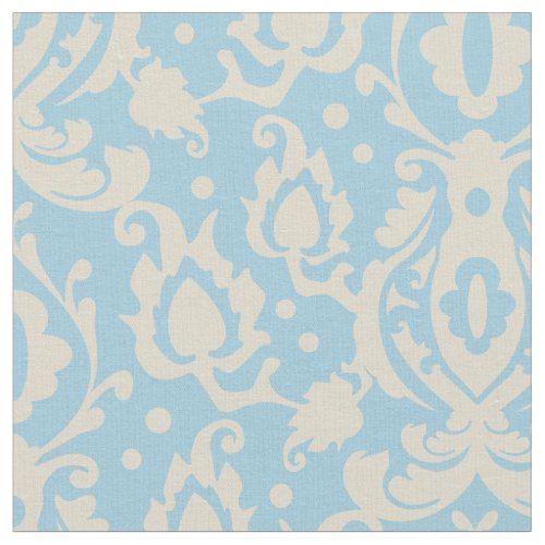 Beige Taupe and Aqua Casbah Damask Fabric