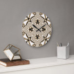Beige Taupe Brown Black White Bohemian Art Large Clock<br><div class="desc">Beautiful contemporary taupe beige brown, black, and white colored Bohemian mosaic pattern. Modern, fashionable, eclectic and trendy design for the artistic home interior decorator or artsy hip trendsetter, vintage retro art style or abstract geometric motif lover. Available on a variety of popular home décor accents and trending fashion inspired accessories...</div>