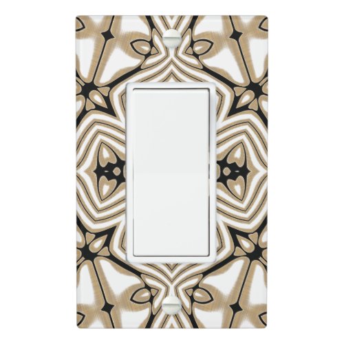 Beige Taupe Brown Black White Bohemian Tribe Art Light Switch Cover