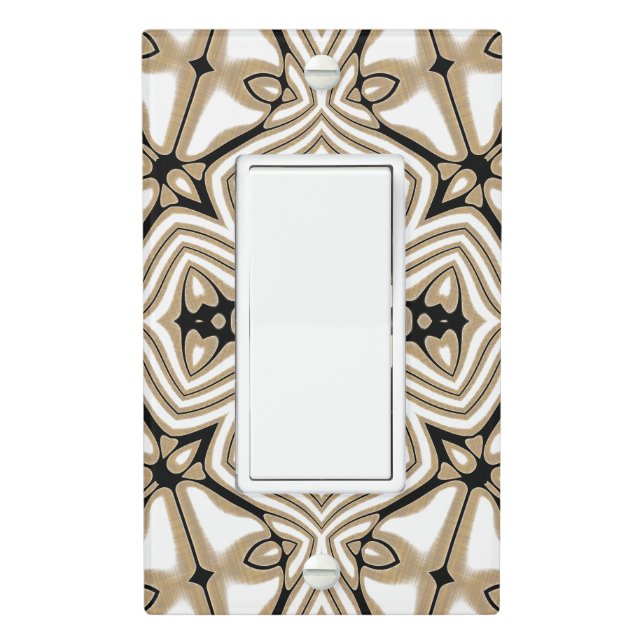 Beige Taupe Brown Black White Bohemian Tribe Art Light Switch Cover (In Situ)