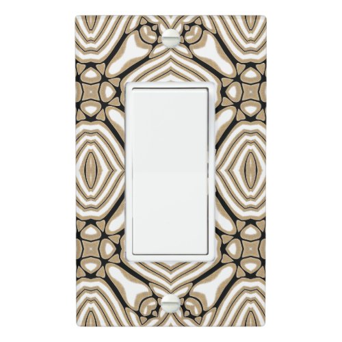 Beige Taupe Brown Black White Bohemian Tribe Art Light Switch Cover