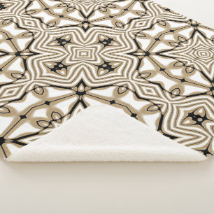 Beige Taupe Brown Black White Bohemian Tribe Art Sherpa Blanket