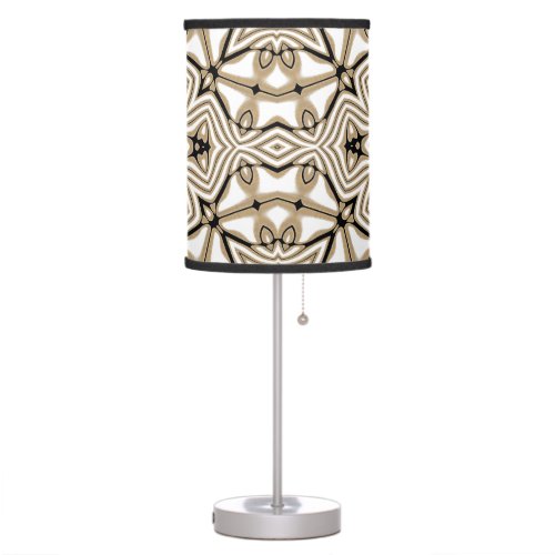 Beige Taupe Brown Black White Bohemian Tribe Art Table Lamp