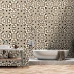 Beige Taupe Brown Black White Bohemian Tribe Art Wallpaper