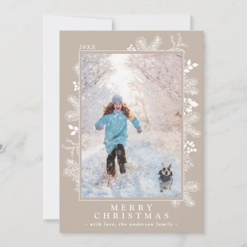 Beige Taupe Elegant Neutral Color Photo Christmas Holiday Card