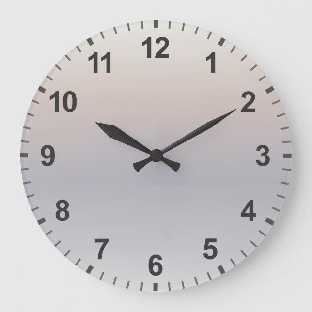 Beige Taupe Gradient Minimal Numbers Large Clock (Front)