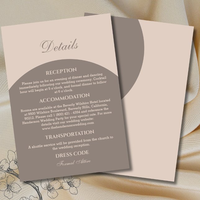 Beige Taupe Modern Japandi Wedding Details  Enclosure Card (Creator Uploaded)