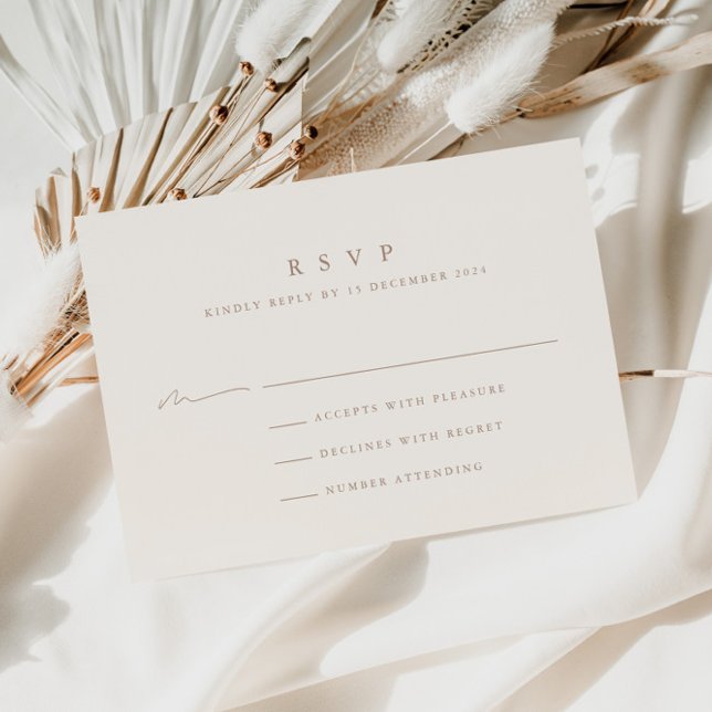Beige & Taupe Modern Minimalist Wedding RSVP Card  (Creator Uploaded)
