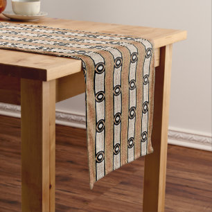 Beige Taupe Orange Brown Hip Orient Bali Art Short Table Runner