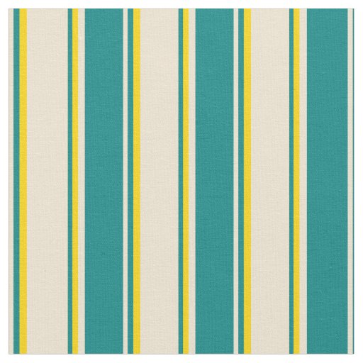 Beige, Teal, and Yellow Lines Pattern Fabric