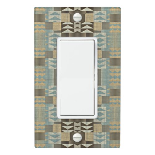 Beige Teal Blue Green Taupe Brown Tribal Pattern Light Switch Cover