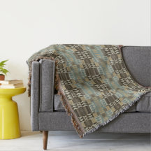 Beige Teal Blue Green Taupe Brown Tribal Pattern