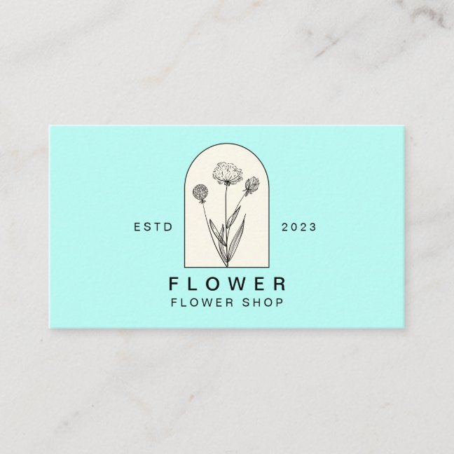 Beige Teal Girly Dandelion Flower Florist Floral Business Card