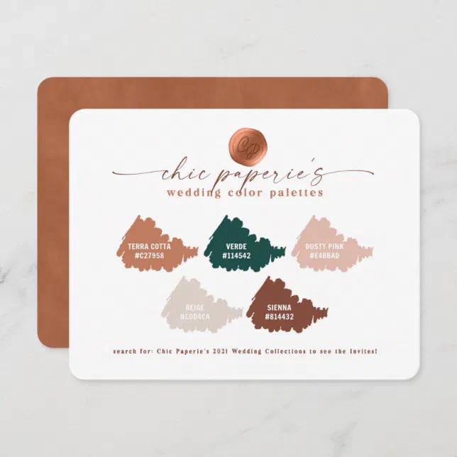 aーa Beige & Terracotta Fall Wedding Color Palette Card | Zazzle