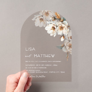 Beige Terracotta Flowers Casual Wedding Acrylic Invitations