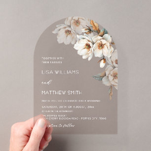 Beige Terracotta Flowers Wedding Acrylic Invitations