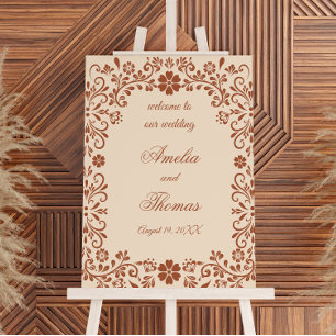 Beige Terracotta Mexican Wedding Welcome Sign