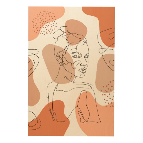Beige Terracotta Minimalist Line Art Woman Art