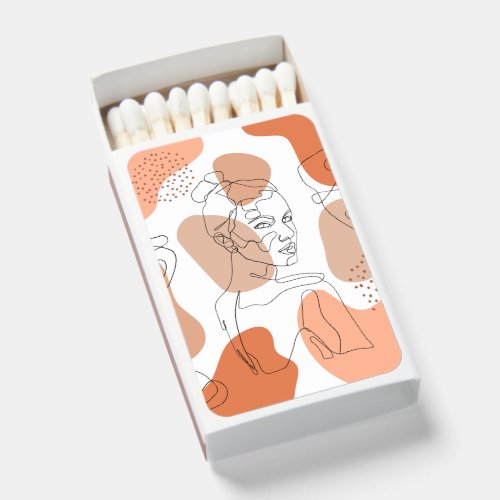 Beige Terracotta Minimalist Line Art Woman Matchboxes
