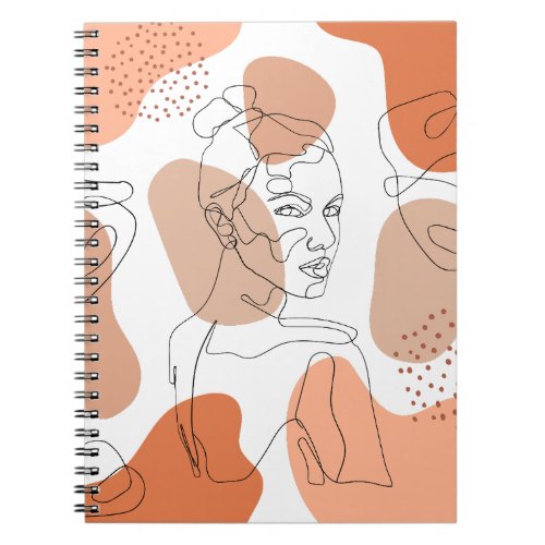 Beige Terracotta Minimalist Line Art Woman Spiral  Notebook