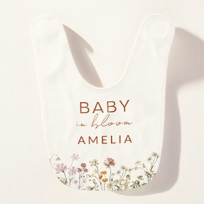 Beige Terracotta Wildflower Baby in Bloom Floral Bib