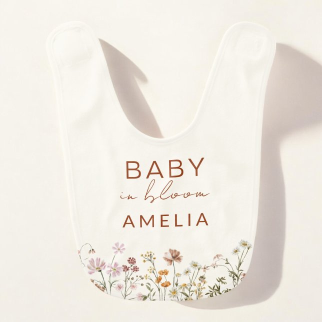 Beige Terracotta Wildflower Baby in Bloom Floral  Bib (Creator Uploaded)