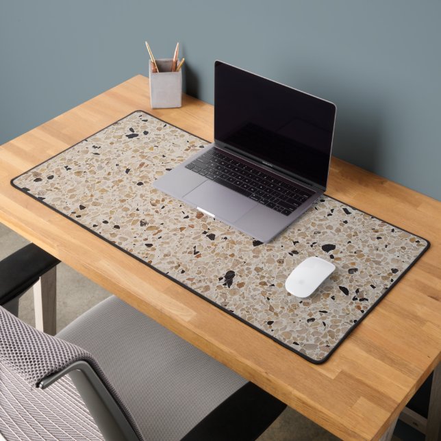       Beige Terrazzo Alla Venezia Texture Abstract Desk Mat (Office 2)