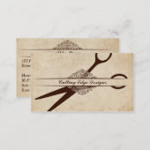 beige textured paper scissors hair stylist shears business card (Front/Back)